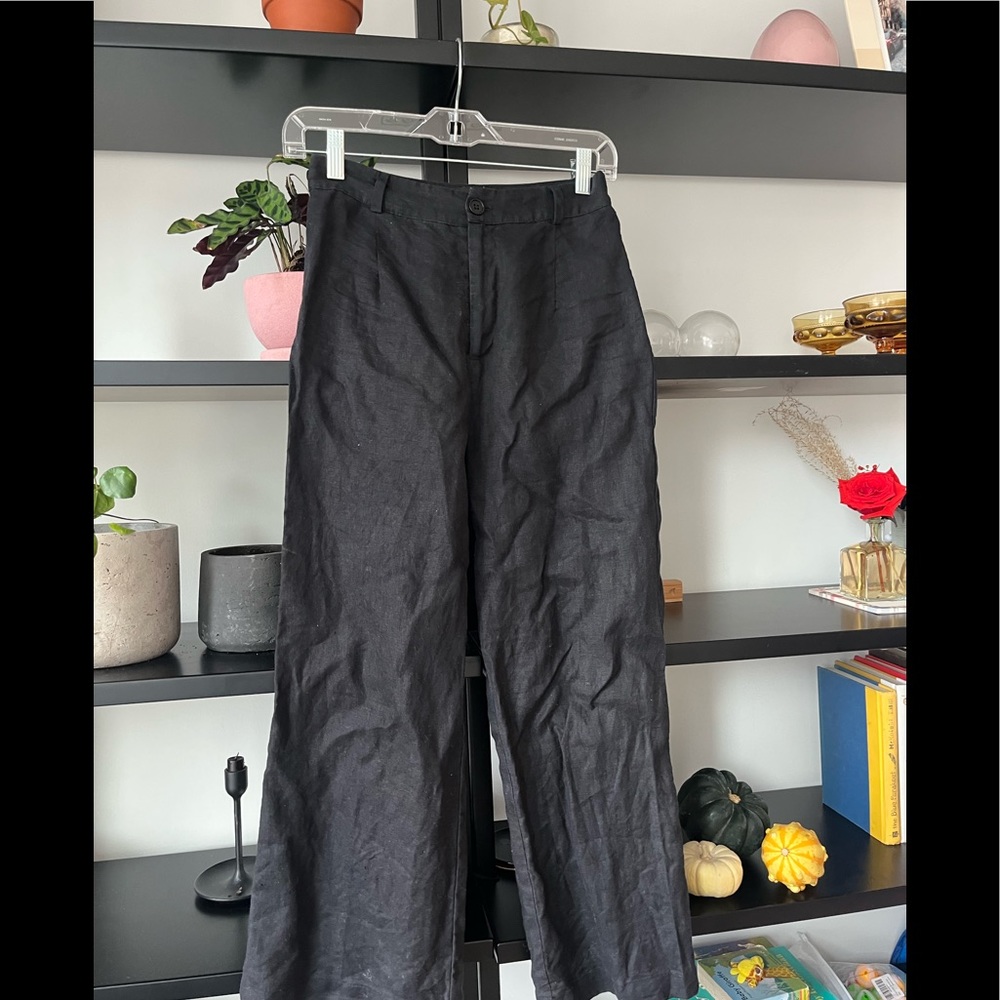 Reformation 100% linen black pants, size 6p